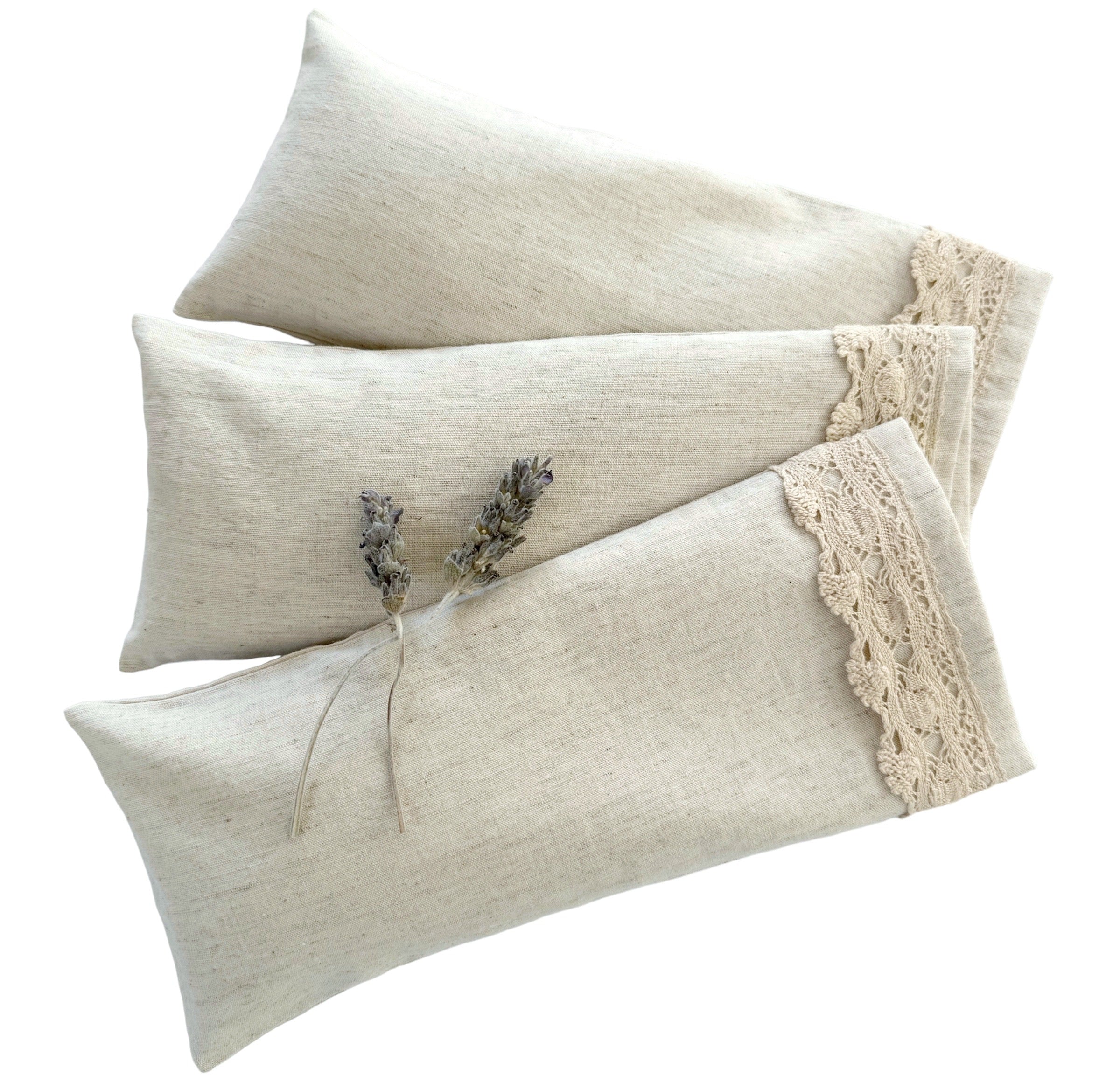 Natural Pure Soft Linen Eye Pillows, Organic Lavender & Linseed